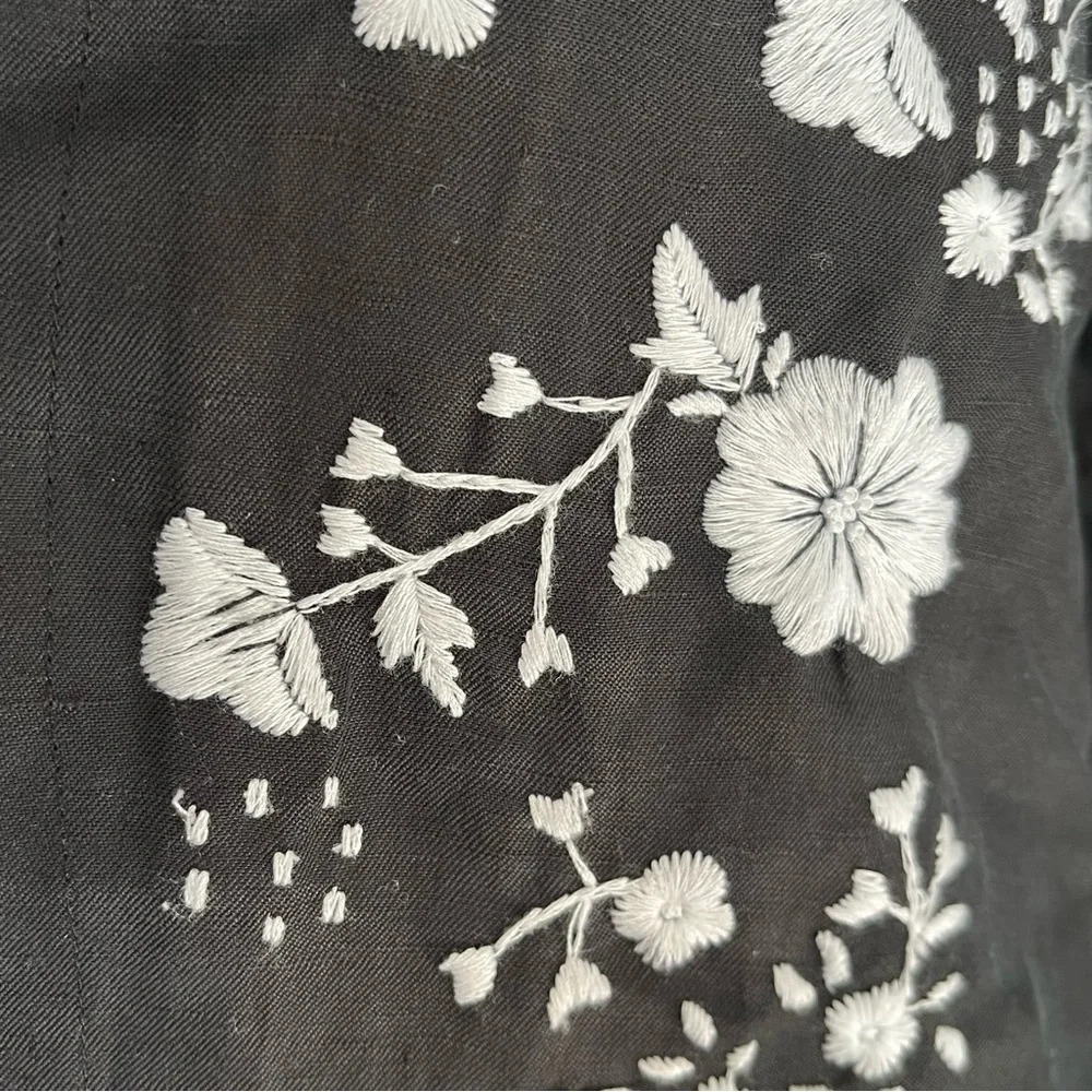 Via Seta Black Silk-Linen
Embroidered Jacket - Size 12 - Picture 5 of 11